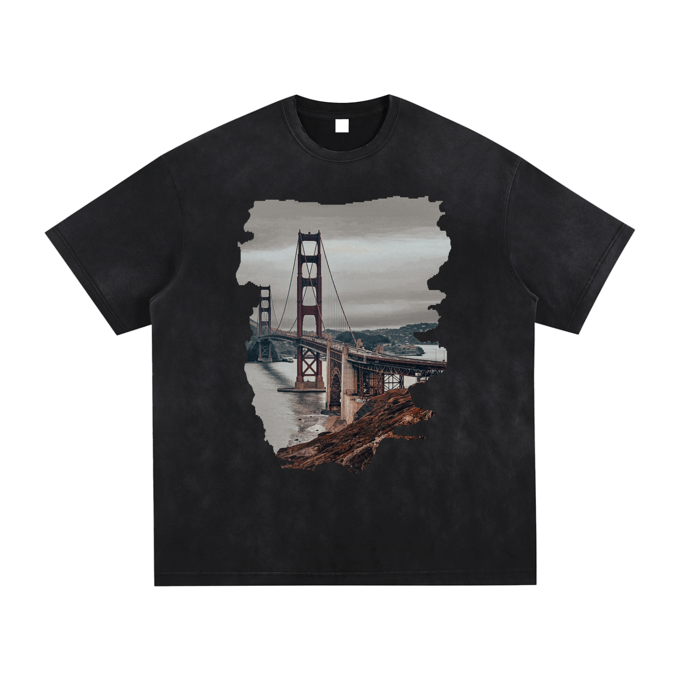 Golden Gate Daniel Derrico Vintage Washed Hand-Frayed T-Shirt with QR CODE
