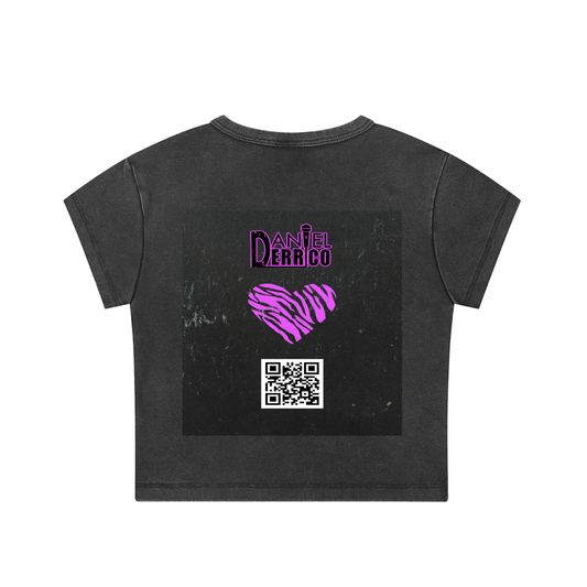 Daniel Derrico "U With Me" Single Art Women's Snow Washed Crop Top with QR Code